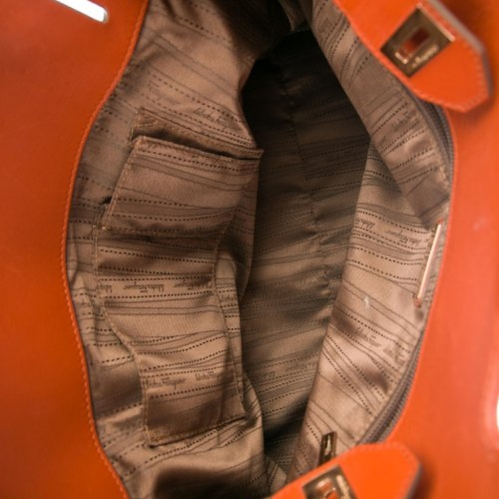 Salvatore Ferragamo Orange Leather Gancio Tote - Picture 5 of 5